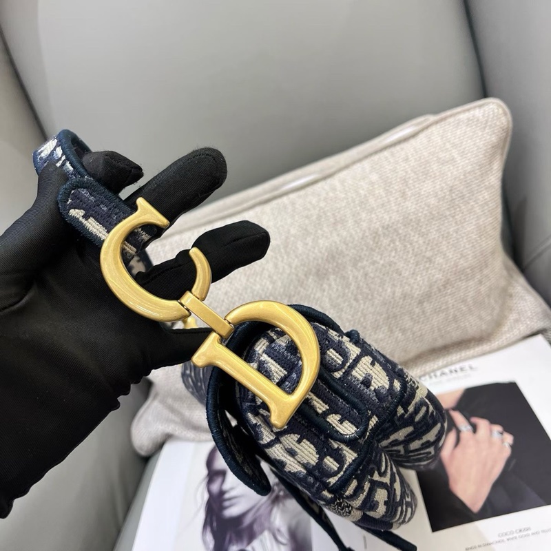 迪奧Dior刺繡馬鞍包中號手提單肩腋下包-3