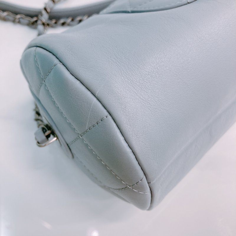 MS0433 Chanel 香奈兒 圓桶包 斜背 雙色鏈條 灰色牛皮  Written In Chain Bowling Bag Calfskin Grey x PHW x GHW-7