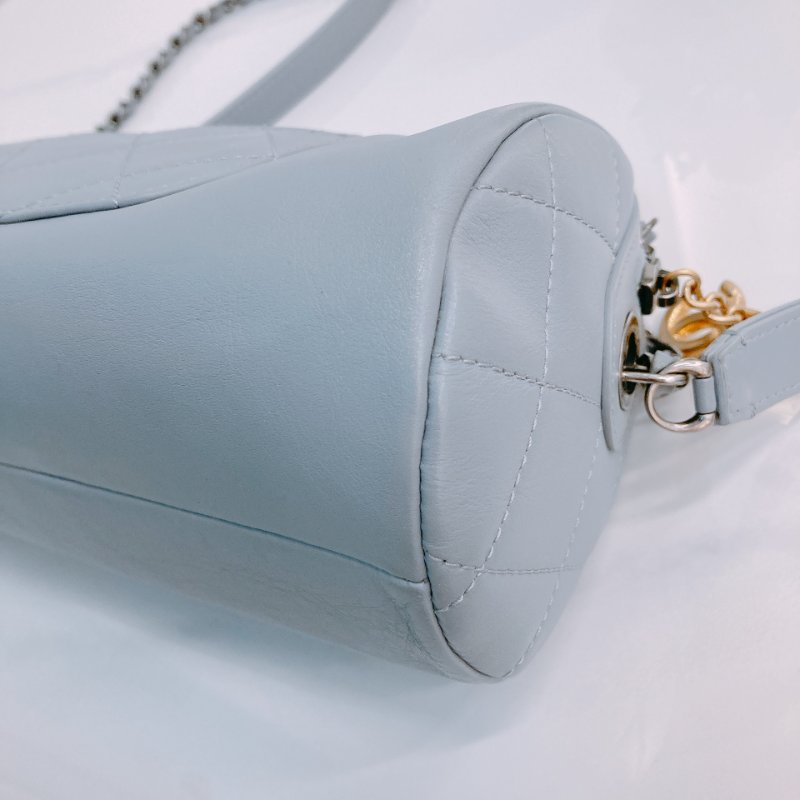 MS0433 Chanel 香奈兒 圓桶包 斜背 雙色鏈條 灰色牛皮  Written In Chain Bowling Bag Calfskin Grey x PHW x GHW-8