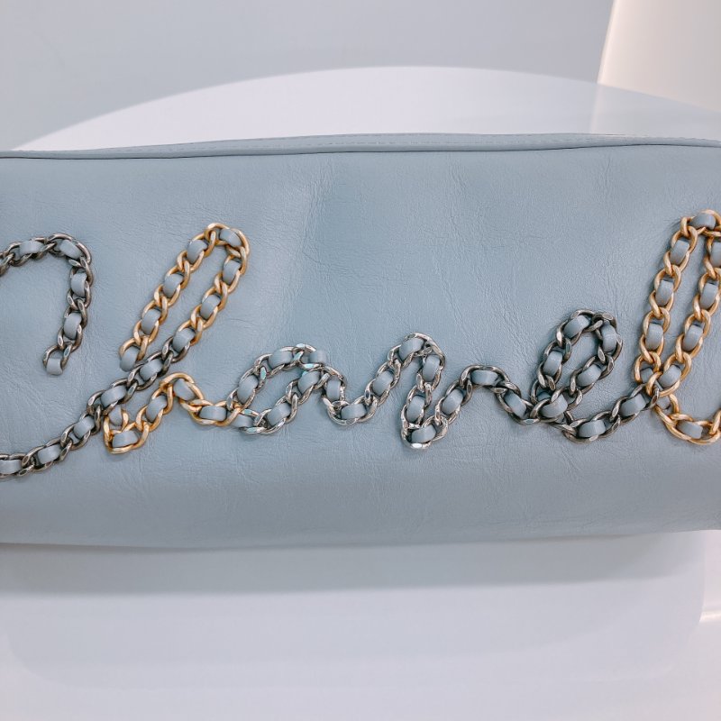 MS0433 Chanel 香奈兒 圓桶包 斜背 雙色鏈條 灰色牛皮  Written In Chain Bowling Bag Calfskin Grey x PHW x GHW-11