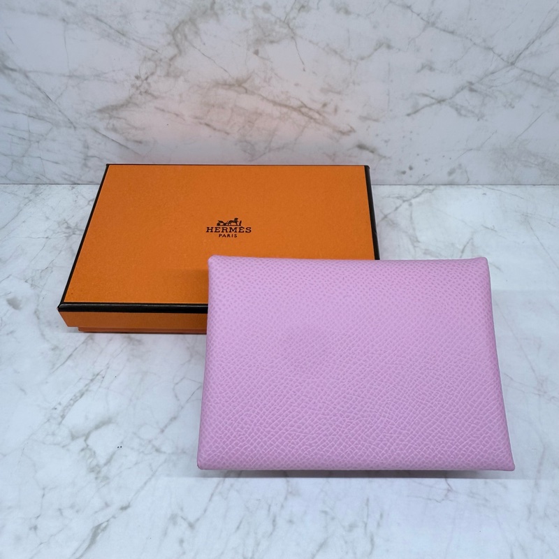 HERMES CALVI DUO粉紫色卡包/K-0