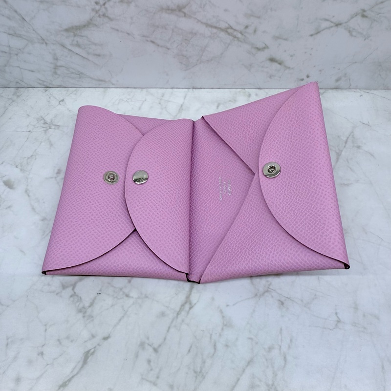 HERMES CALVI DUO粉紫色卡包/K-5