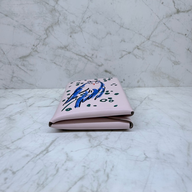 HERMES Calvi Duo塗鴉貓頭鷹對開雙層卡夾09夢幻紫/K-2