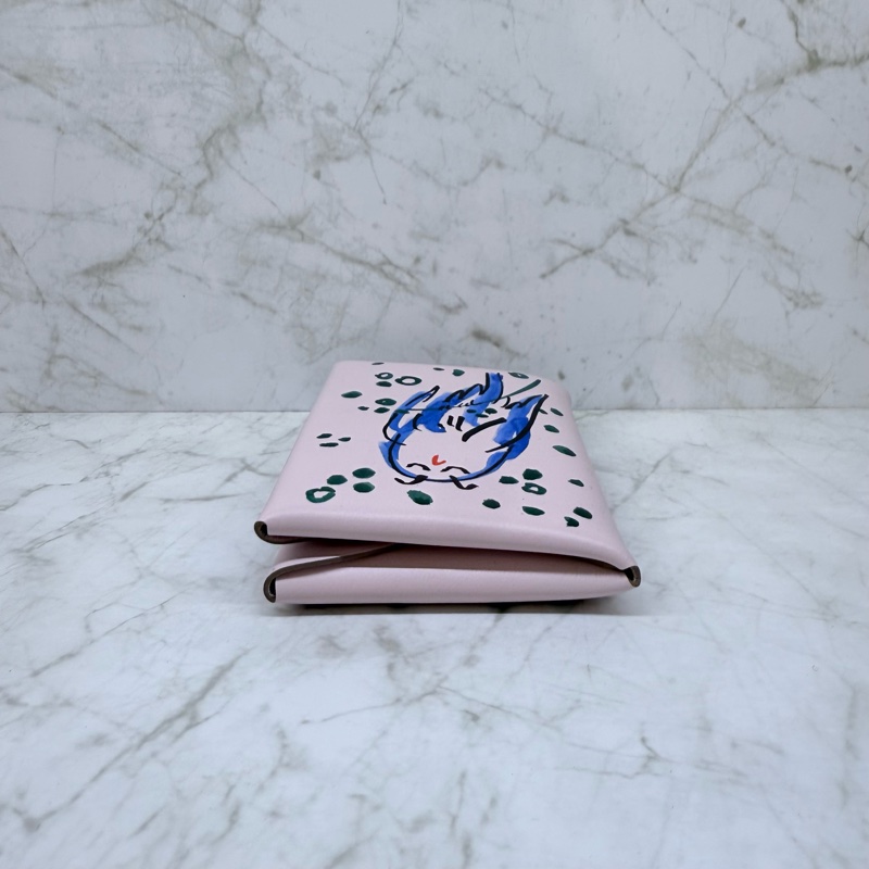 HERMES Calvi Duo塗鴉貓頭鷹對開雙層卡夾09夢幻紫/K-4