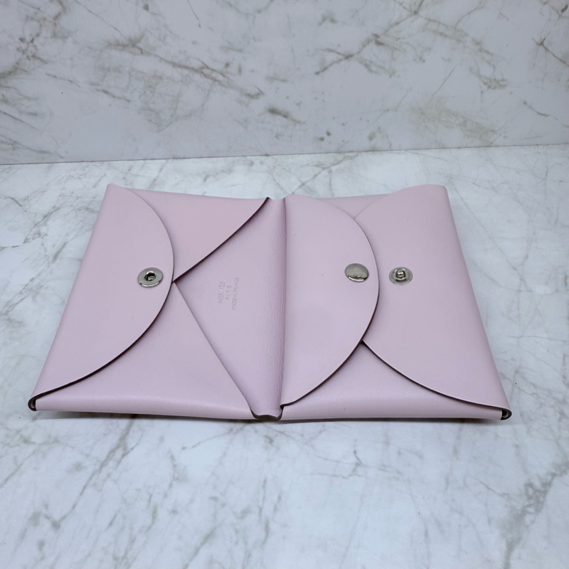 HERMES Calvi Duo塗鴉貓頭鷹對開雙層卡夾09夢幻紫/K-5