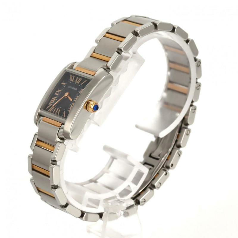 卡地亞 Tank Française SM PG 組合 2009 聖誕節限量版 W5010001 SSxPG 石英腕錶-1