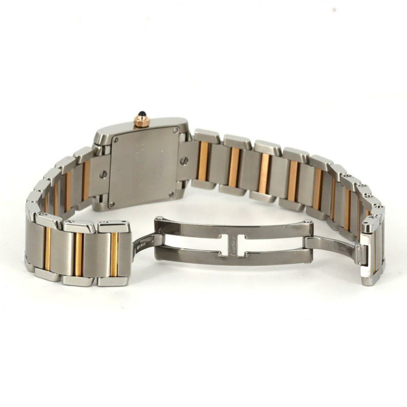 卡地亞 Tank Française SM PG 組合 2009 聖誕節限量版 W5010001 SSxPG 石英腕錶-4