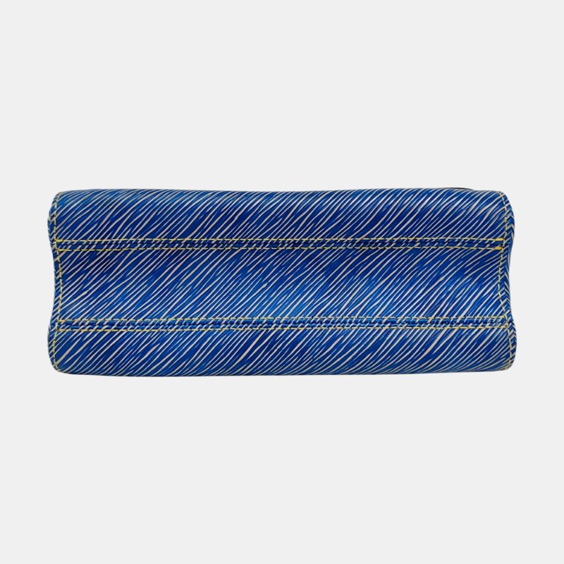 LOUIS VUITTON TWIST中號藍色EPI牛皮水波紋單肩包銀色五金可拆卸肩帶-5