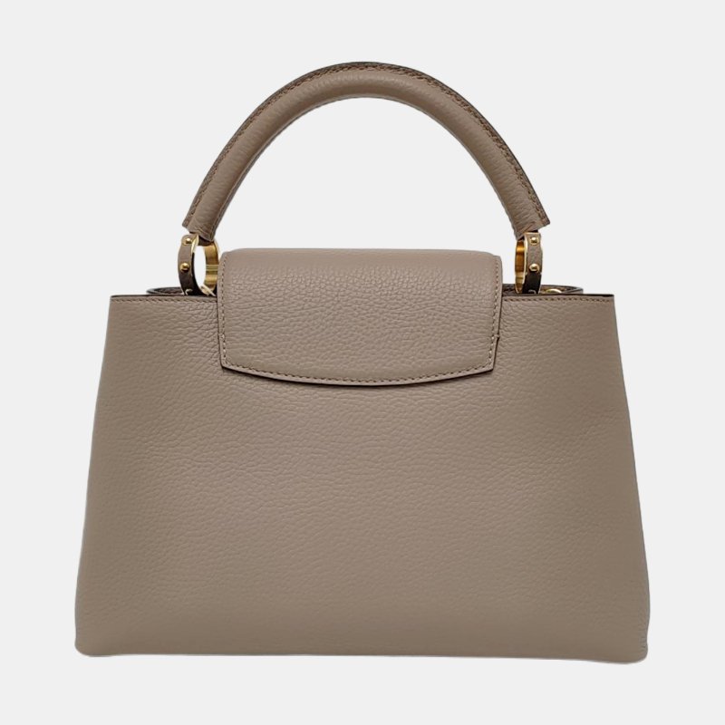 LOUIS VUITTON CAPUCINES中號灰色牛皮手提包金色五金-4