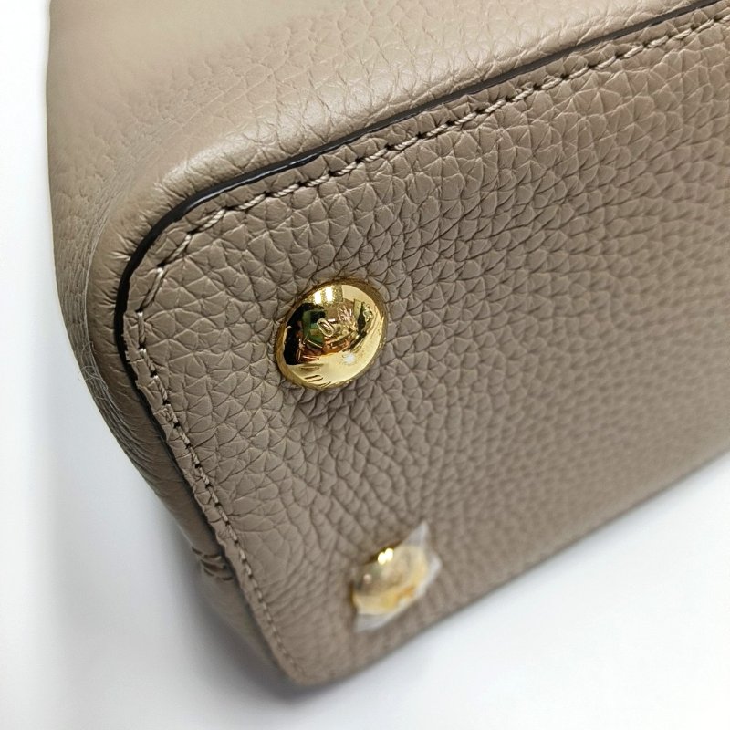 LOUIS VUITTON CAPUCINES中號灰色牛皮手提包金色五金-9