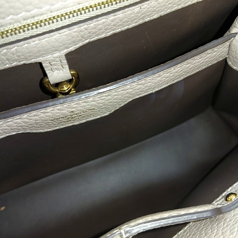 LOUIS VUITTON CAPUCINES中號灰色牛皮手提包金色五金-11