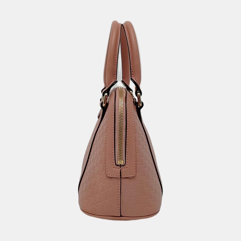 GUCCI Microguccissima粉色牛皮老花壓紋單肩包斜挎包手提包金色五金可拆卸肩帶 9.8新-2