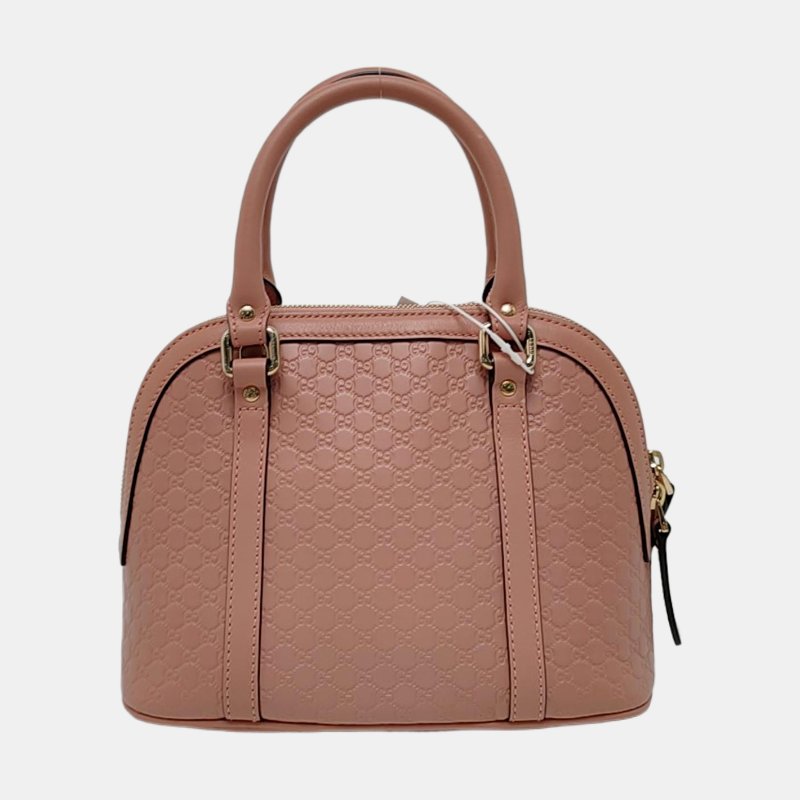 GUCCI Microguccissima粉色牛皮老花壓紋單肩包斜挎包手提包金色五金可拆卸肩帶 9.8新-4