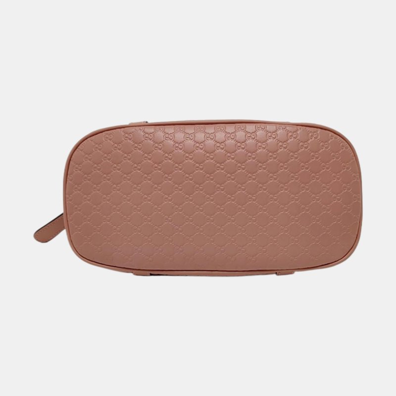 GUCCI Microguccissima粉色牛皮老花壓紋單肩包斜挎包手提包金色五金可拆卸肩帶 9.8新-5