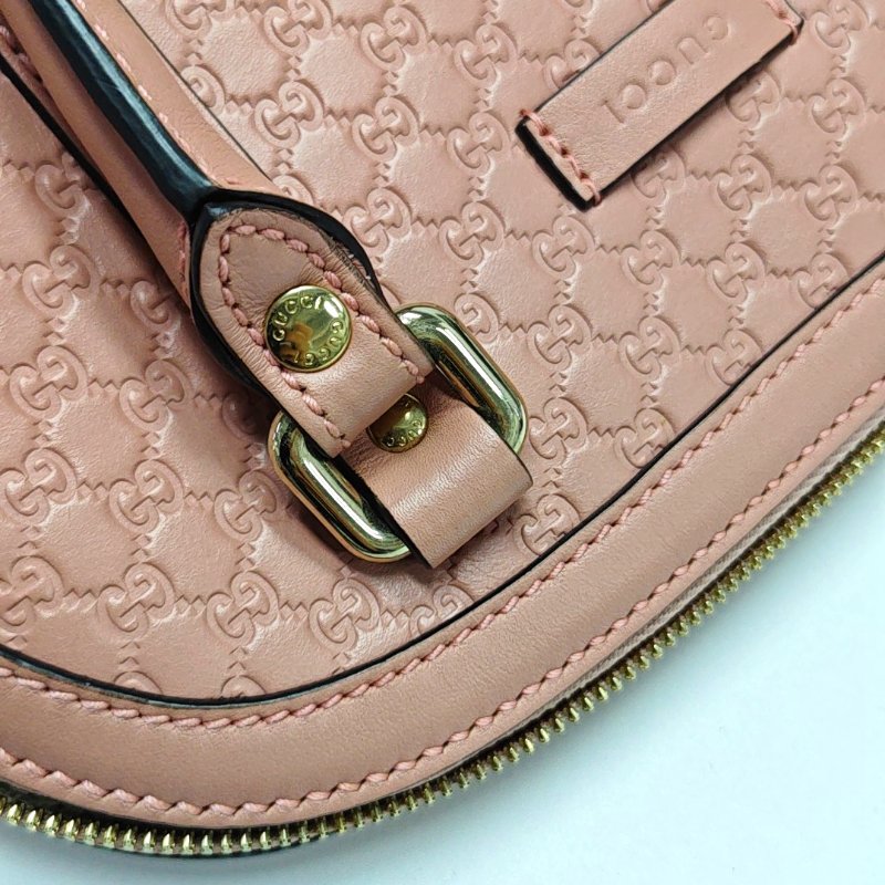 GUCCI Microguccissima粉色牛皮老花壓紋單肩包斜挎包手提包金色五金可拆卸肩帶 9.8新-9