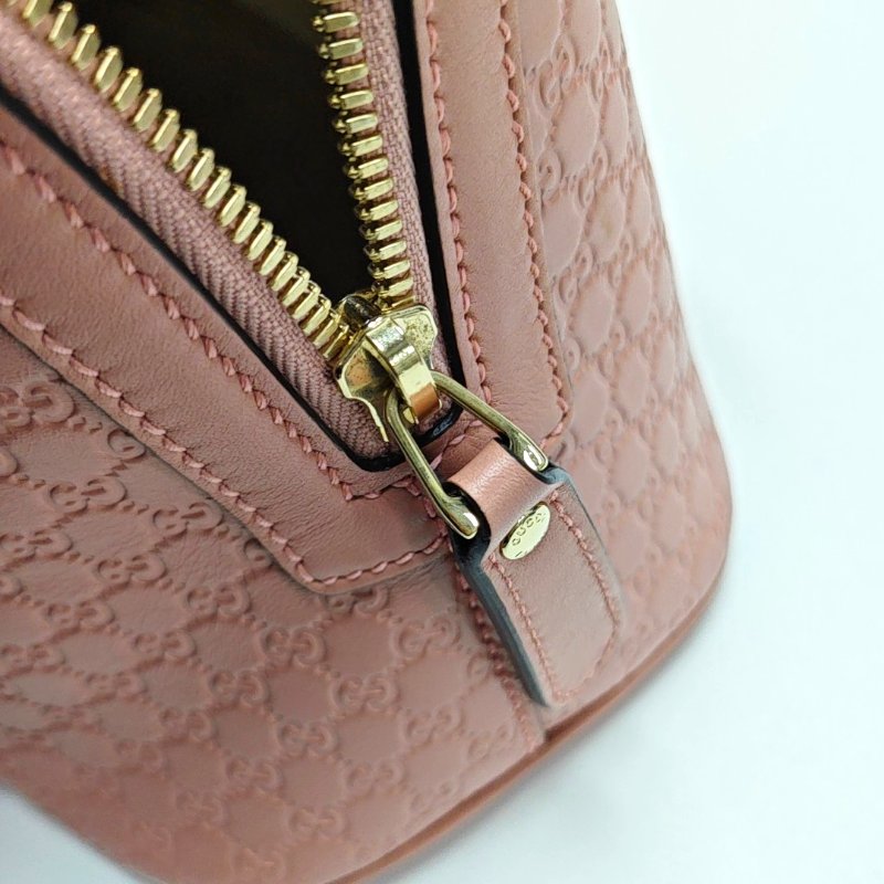 GUCCI Microguccissima粉色牛皮老花壓紋單肩包斜挎包手提包金色五金可拆卸肩帶 9.8新-10
