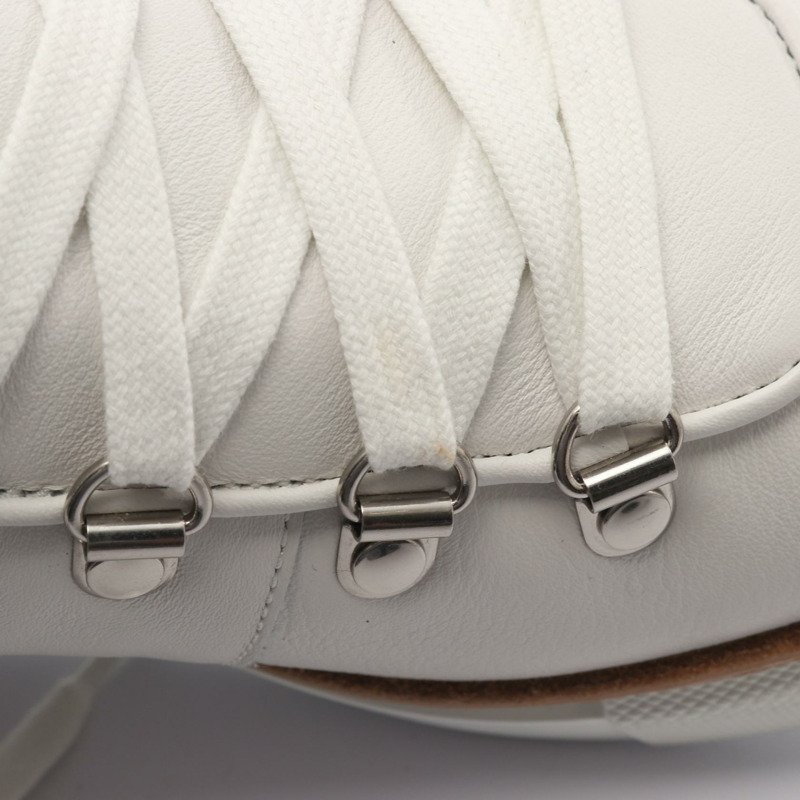 愛馬仕 Flocon 踝靴 #38.5 高筒運動鞋 皮革 Mouton 白色-7