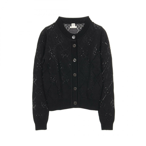 愛馬仕 H Lift 開襟針織衫 #34 人造絲棉黑色二手女裝