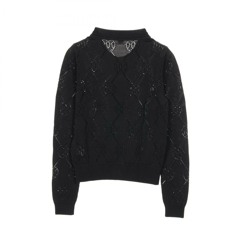 愛馬仕 H Lift 開襟針織衫 #34 人造絲棉黑色二手女裝-1