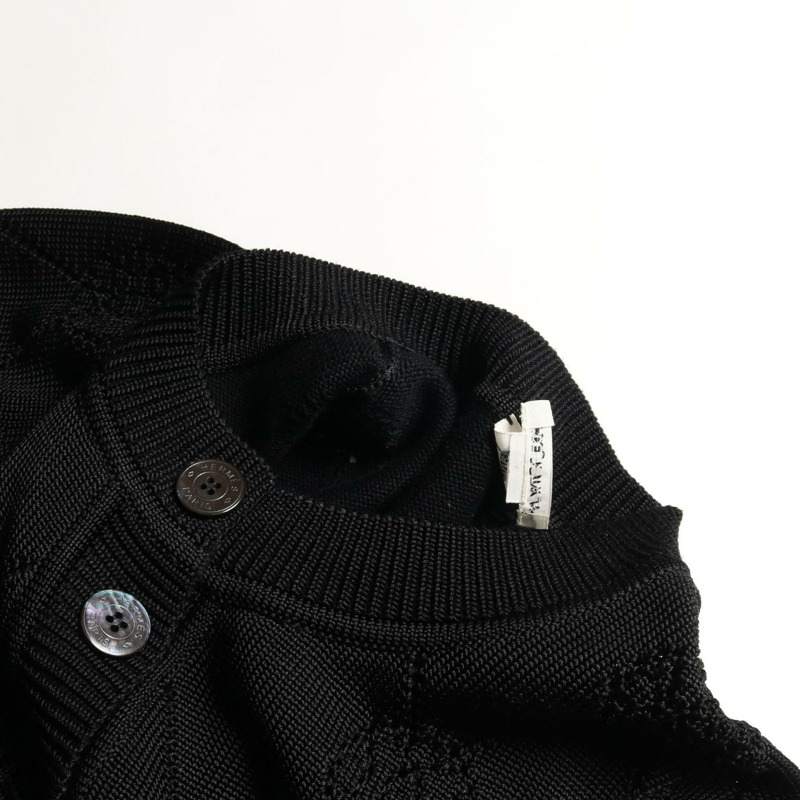 愛馬仕 H Lift 開襟針織衫 #34 人造絲棉黑色二手女裝-5