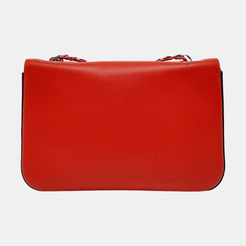 FENDI紅色牛皮單肩包斜挎包銀色五金-4