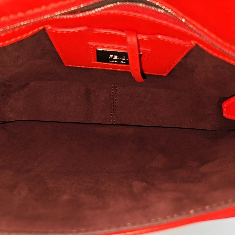 FENDI紅色牛皮單肩包斜挎包銀色五金-6