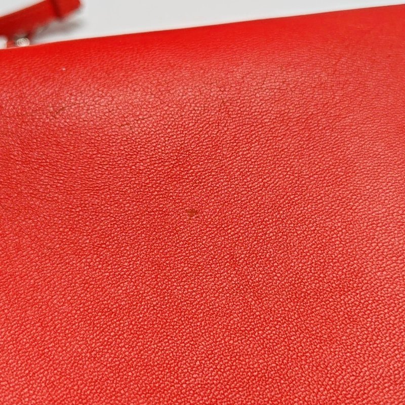 FENDI紅色牛皮單肩包斜挎包銀色五金-11