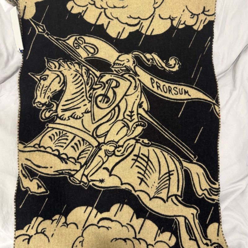 全新Burberry25年新款斷貨戰馬純羊絨圍巾-1