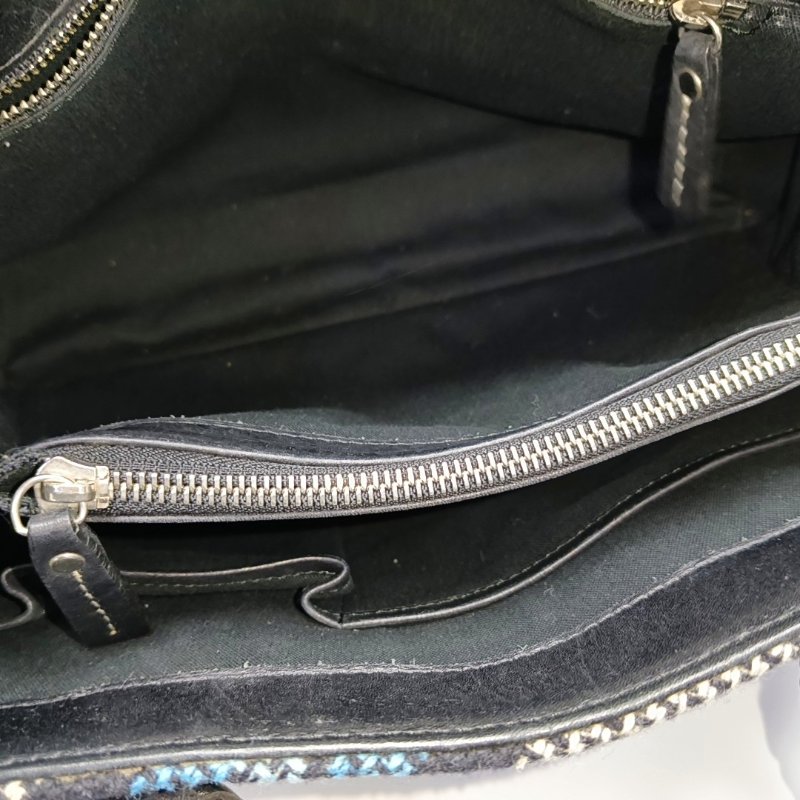 BURBERRY托特包多色織物編織手提包銀色五金-6