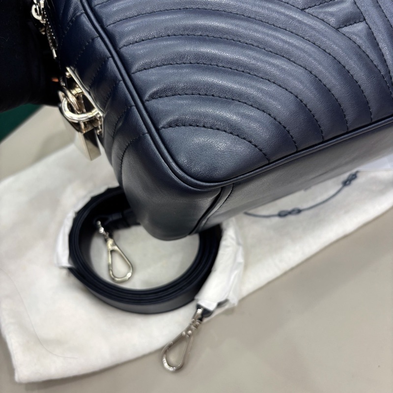 【全新品】Prada 深藍色Diagram全皮手提單肩包-5