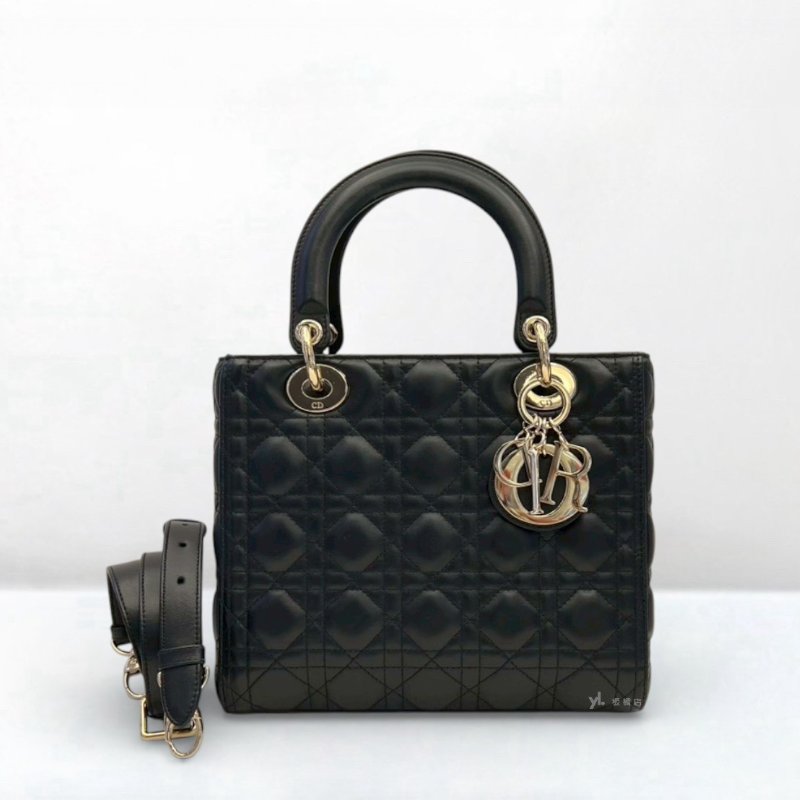 Dior包包 Lady Dior黑羊皮中型黛妃包-0