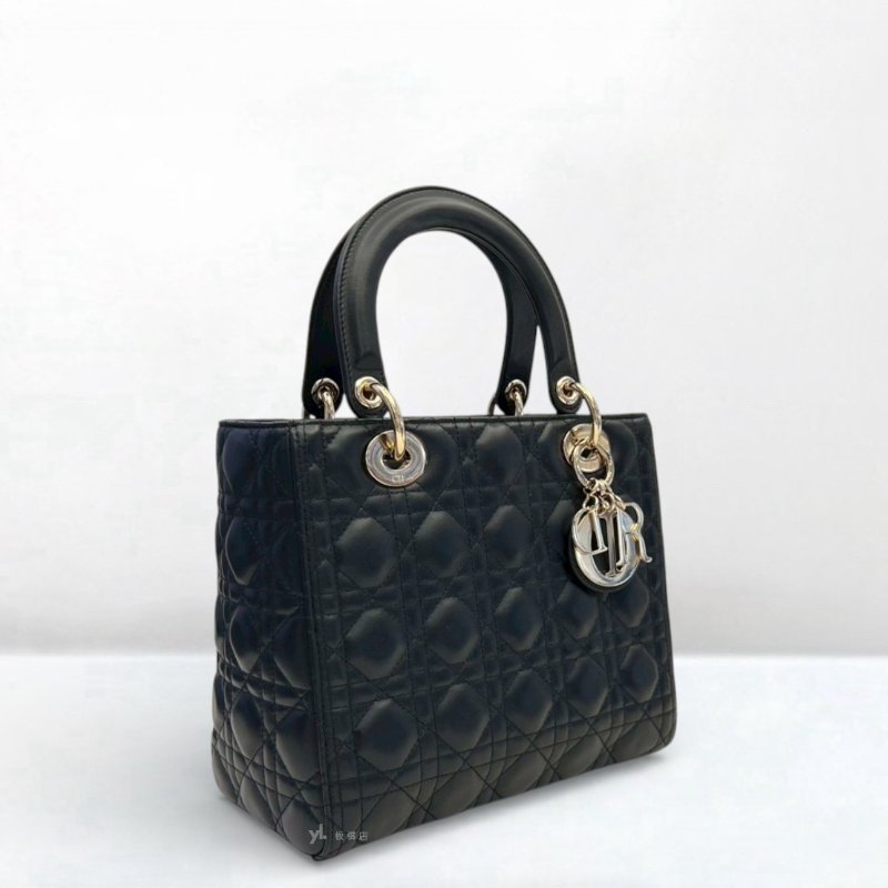 Dior包包 Lady Dior黑羊皮中型黛妃包-1