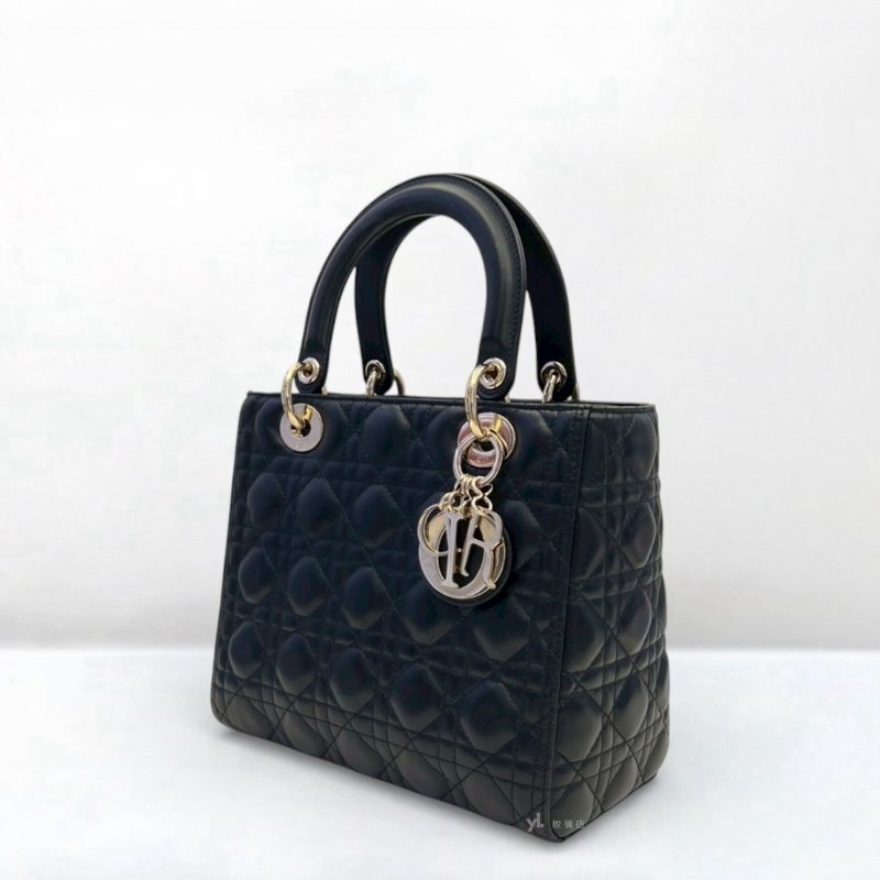 Dior包包 Lady Dior黑羊皮中型黛妃包-2