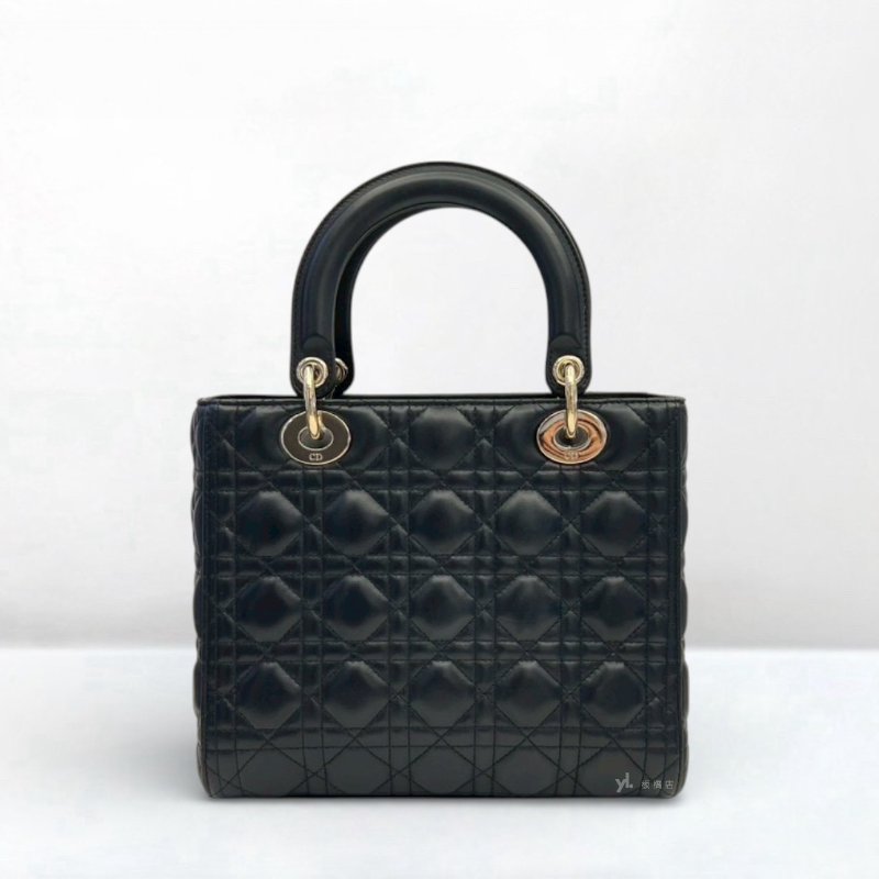 Dior包包 Lady Dior黑羊皮中型黛妃包-3