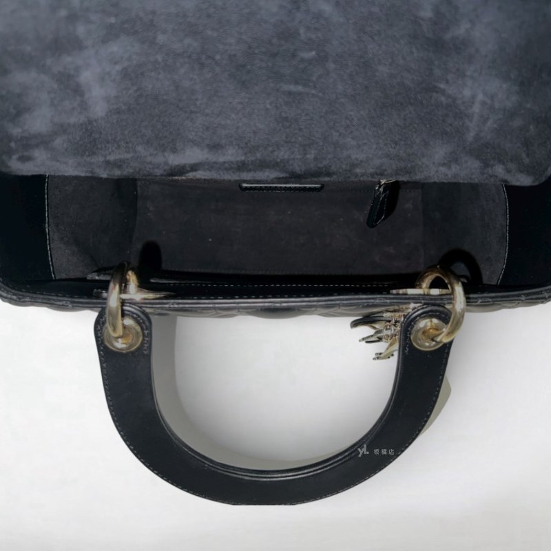 Dior包包 Lady Dior黑羊皮中型黛妃包-5