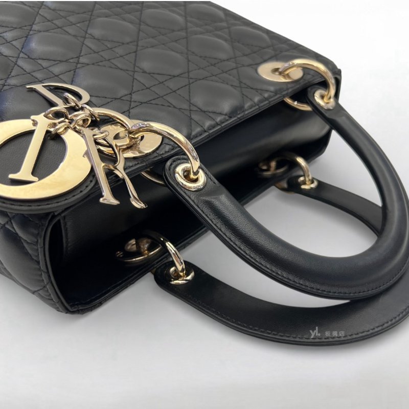 Dior包包 Lady Dior黑羊皮中型黛妃包-7