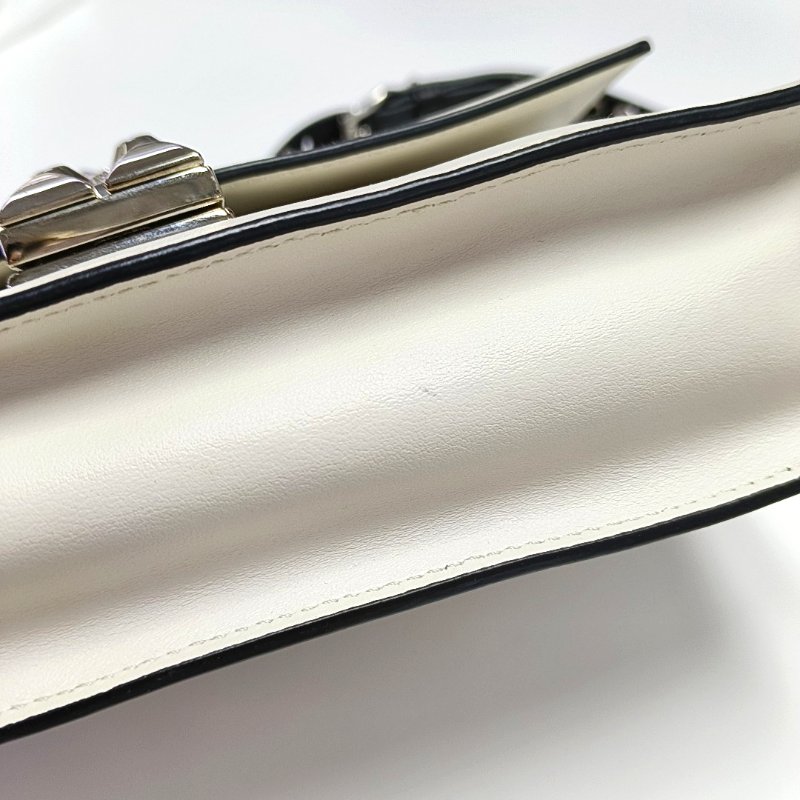 PRADA Elektra白色牛皮鉚釘單肩包斜挎包銀色五金可拆卸肩帶-11