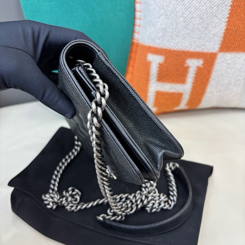 Chanel 黑銀荔枝紋牛皮leboy woc鏈條包-2