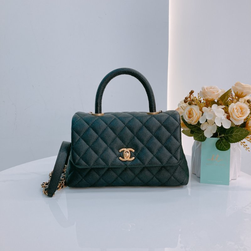 MS0434 Chanel 香奈兒 經典 手提包 魚子醬 荔枝紋 牛皮 黑金 Coco Handle Small Caviar Black x GHW-0