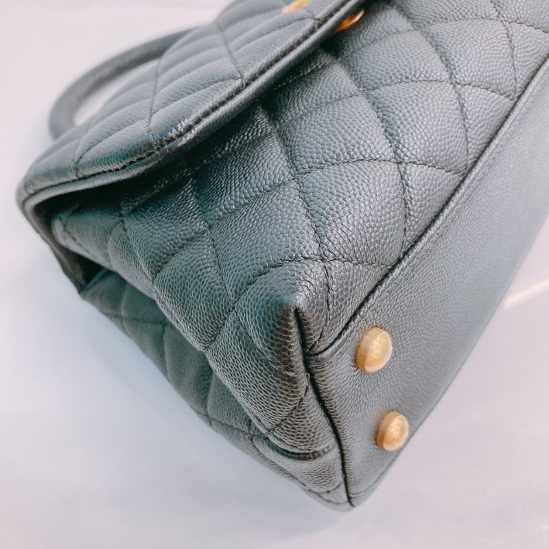 MS0434 Chanel 香奈兒 經典 手提包 魚子醬 荔枝紋 牛皮 黑金 Coco Handle Small Caviar Black x GHW-5