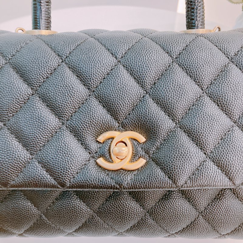 MS0434 Chanel 香奈兒 經典 手提包 魚子醬 荔枝紋 牛皮 黑金 Coco Handle Small Caviar Black x GHW-10
