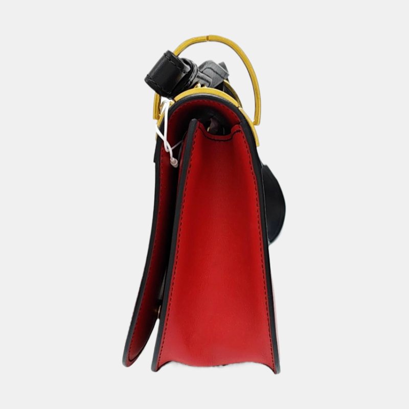 PRADA酒紅色牛皮十字紋單肩包斜挎包金色五金可拆卸肩帶-2