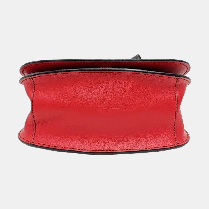 PRADA酒紅色牛皮十字紋單肩包斜挎包金色五金可拆卸肩帶-5