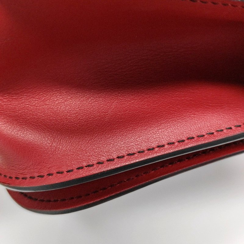 PRADA酒紅色牛皮十字紋單肩包斜挎包金色五金可拆卸肩帶-13