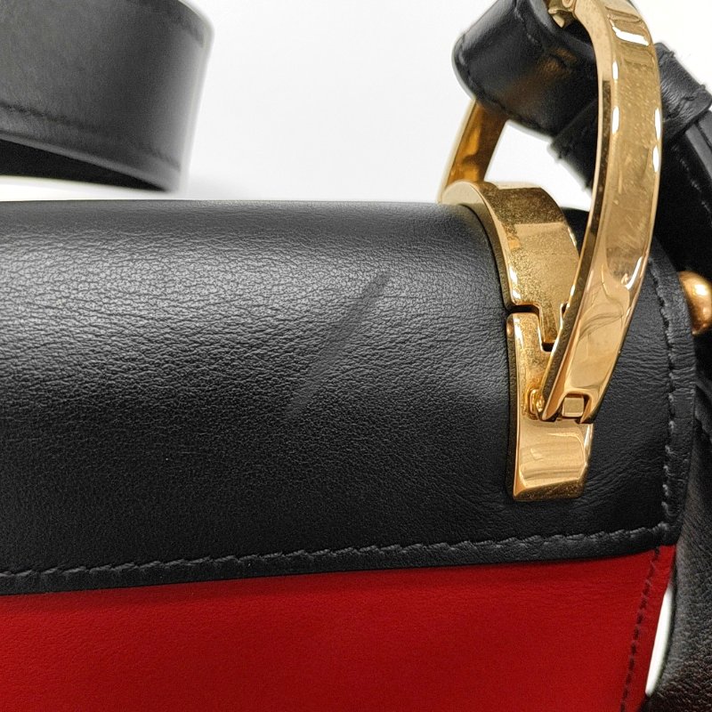 PRADA酒紅色牛皮十字紋單肩包斜挎包金色五金可拆卸肩帶-14