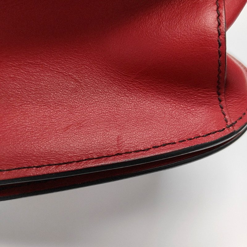 PRADA酒紅色牛皮十字紋單肩包斜挎包金色五金可拆卸肩帶-15