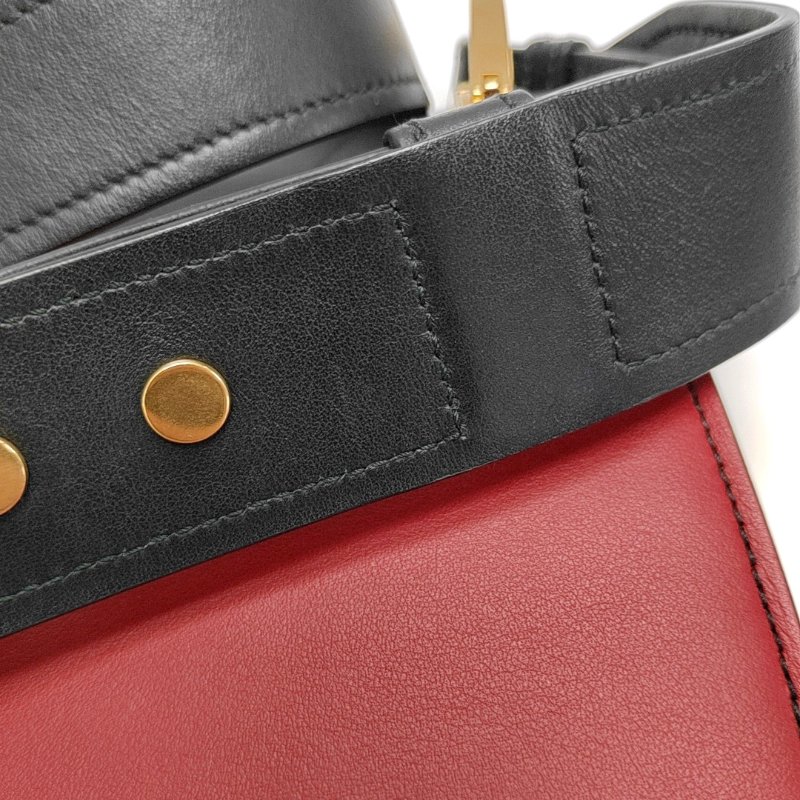 PRADA酒紅色牛皮十字紋單肩包斜挎包金色五金可拆卸肩帶-19