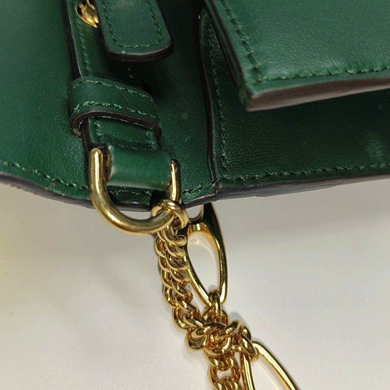 GUCCI Zumi小號深綠色牛皮馬銜扣單肩包手提包斜挎包金色銀色五金可拆卸肩帶-11