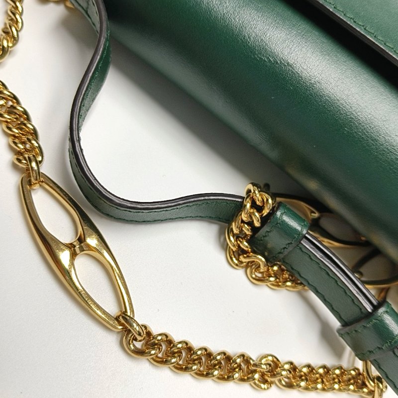 GUCCI Zumi小號深綠色牛皮馬銜扣單肩包手提包斜挎包金色銀色五金可拆卸肩帶-14