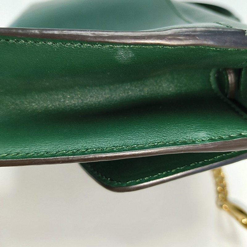 GUCCI Zumi小號深綠色牛皮馬銜扣單肩包手提包斜挎包金色銀色五金可拆卸肩帶-15